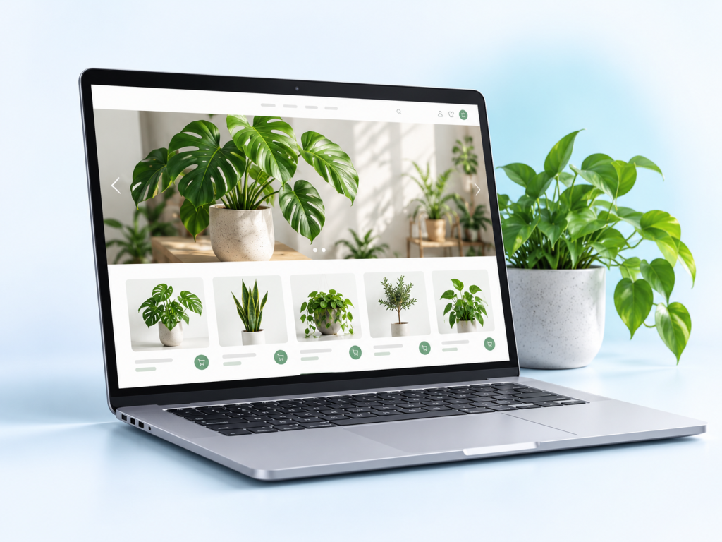 Minh họa laptop và giao diện website trong quy trình cài đặt